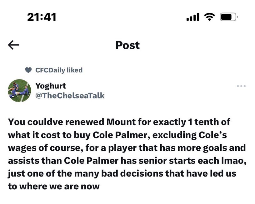 We are blessed to have Cole Palmer and a recruitment team making good decisions, like buying Cole Palmer.