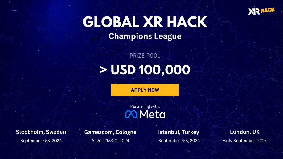 The @ChampionsLeague Final 🏆 and @EuropaLeague 2024 ⚽ are less than a month away. Inspiring... 🤔 What if we could bring together the world's best #XR devs to solve the most exciting #MixedReality challenges? 🌟 We're proud to announce that @Meta contributes to a Global Prize