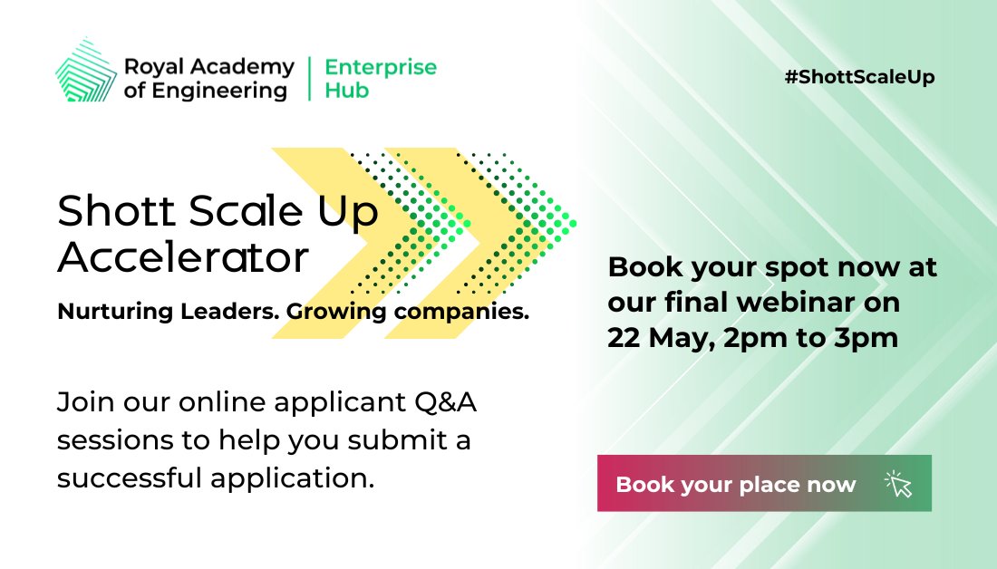 Interested in applying to the #ShottScaleUp Accelerator programme? We are holding Q&A sessions where you can ask our friendly programme managers anything you would like to know. Book your place now for our final session: doodle.com/meeting/partic…