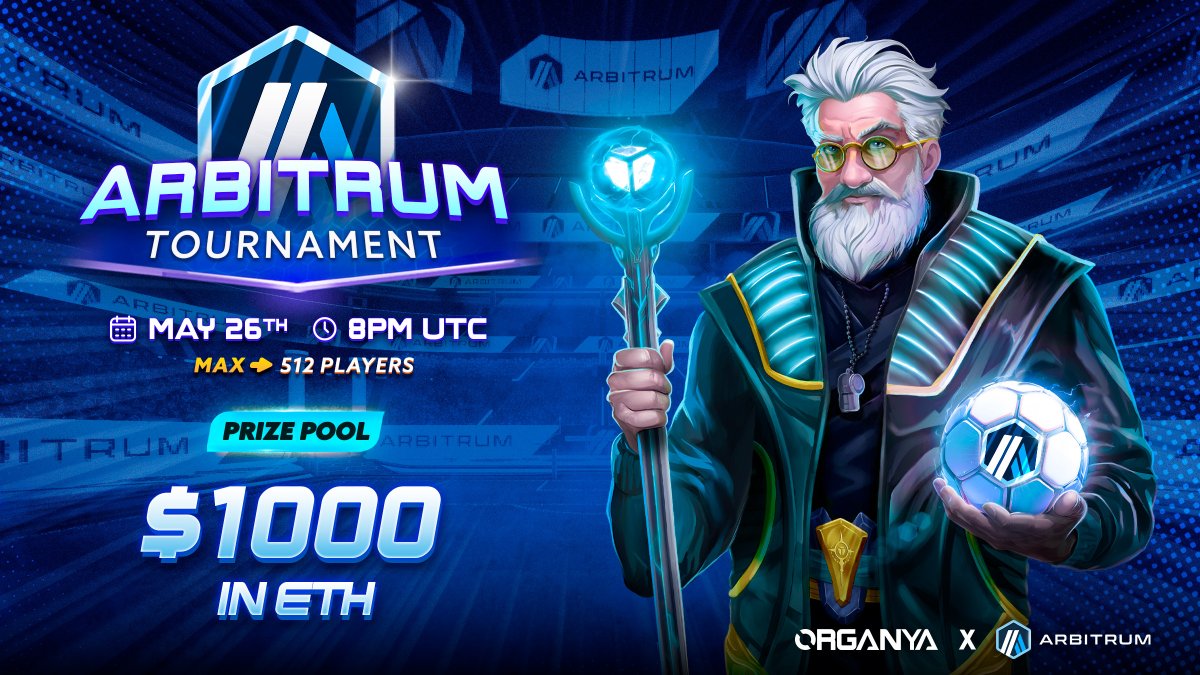 The @Arbitrum Tournament is almost here and comes with an amazing prize pool 🏆

Here are all the details: 

📅 May 26 
🕗 8 PM UTC 
💰 $1,000 prize pool 
👤 512 Max Players 

Get ready, registrations will open next week!