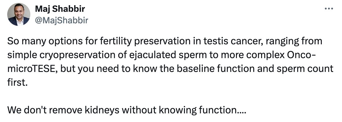 If we forgo basic functional assessment of the testes and expedite orchidectomy, how do we know which patients may have benefited from other fertility preservation options (e.g. onco-microTESE) until it’s potentially too late?