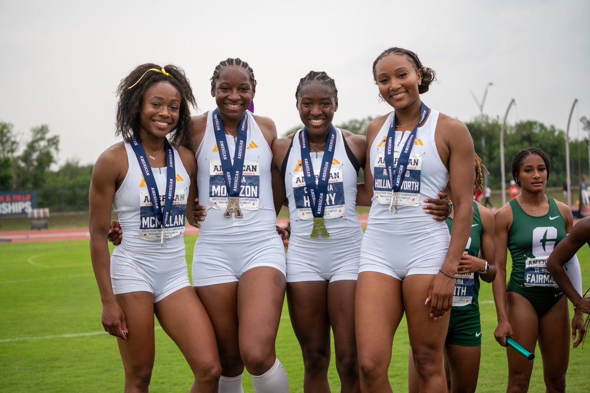 Shoutout to our 4x100m team for placing 2nd to earn silver medals last weekend, all while demolishing the ECU record in the event, shaving .20 seconds off of the previous benchmark in a time of 44.18 seconds!🏴‍☠️😎 #GoPirates