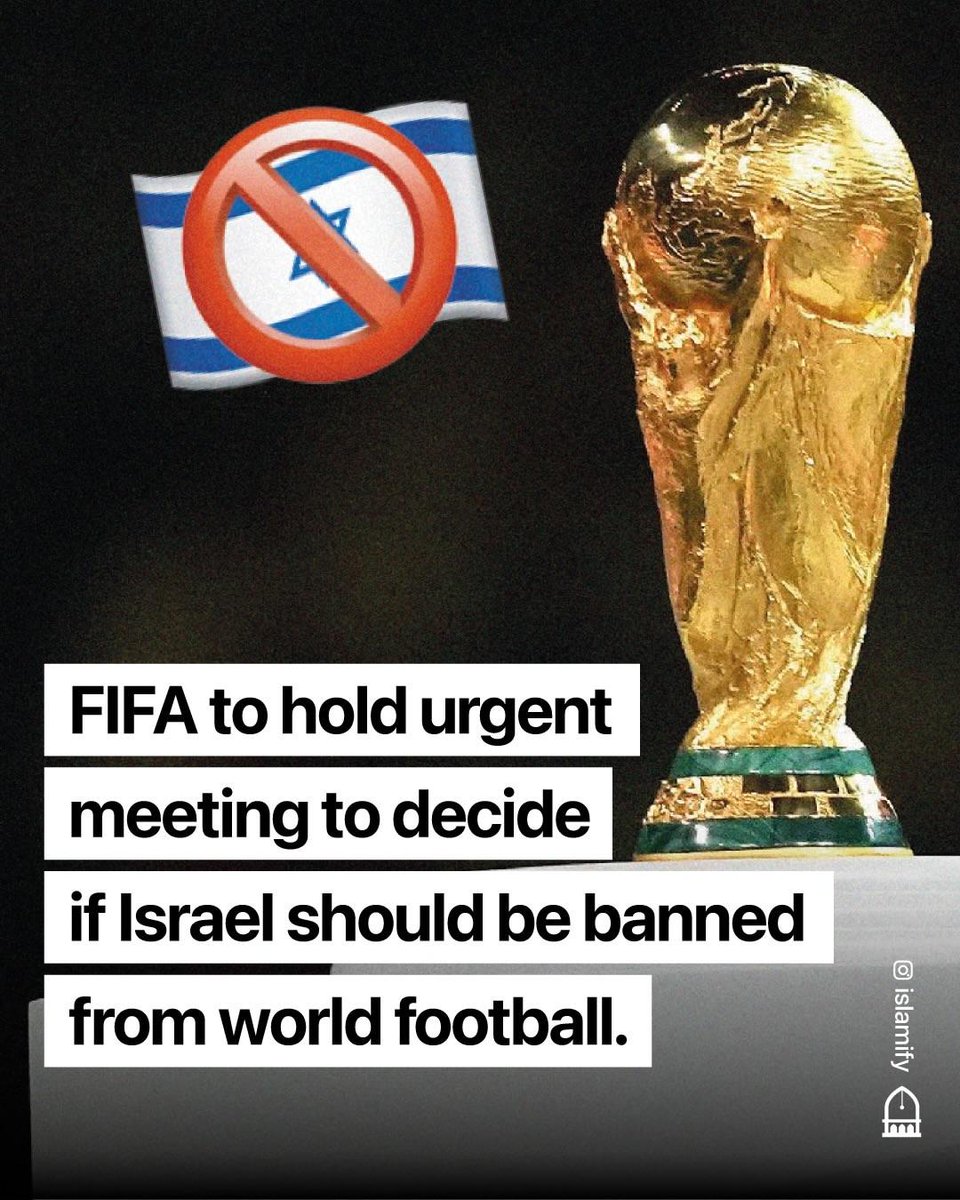 🚨 FIFA to hold an urgent meeting to decide if Israel should be thrown out of world football.