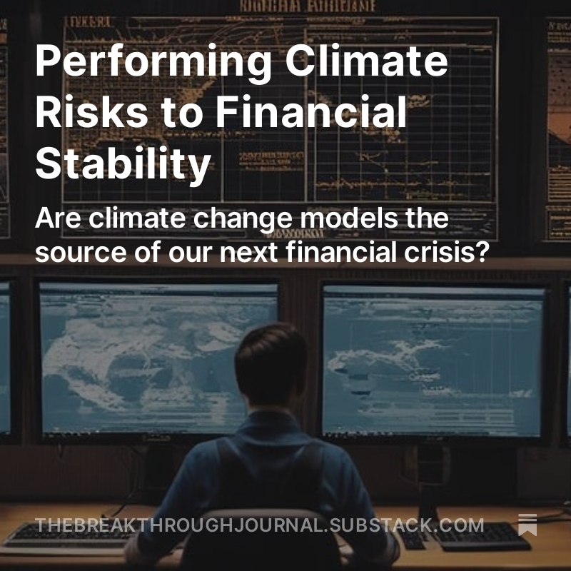 The insurance and financial industries have long relied on models to help analysts make decisions about what to invest in, how much to insure, and more. What happens when inaccurate climate models start influencing those decisions? Read @JessicaWeinkle: thebreakthroughjournal.substack.com/p/performing-c…