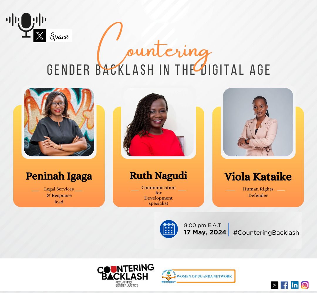 Hello my people 🥳🎉 Just a few minutes to @wougnet’s X space on “Countering Gender Backlash in the Digital Age” A number of panelists will be sharing insights on the same. Time: 8: 00PM Set a reminder now & wait 🥳 x.com/i/spaces/1mrgm… #CounteringBacklash