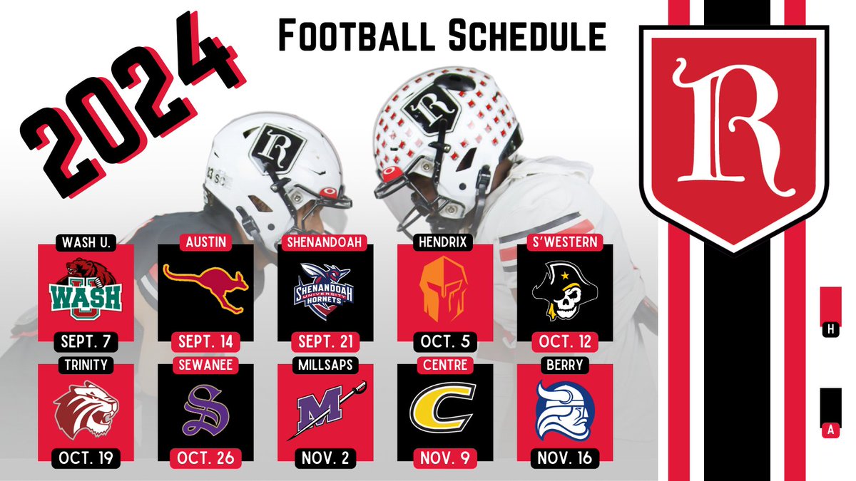 2024 @RhodesFootball schedule is official (for real this time)!