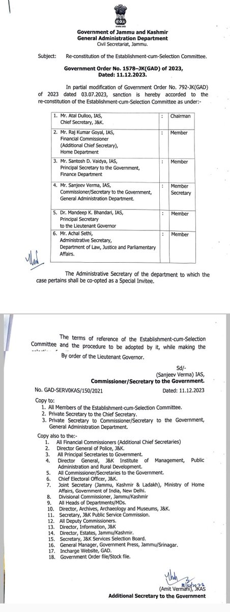 Humble submission to His Excellency LG @manojsinha_ Hon'ble CS @DullooAtal, and Worthy Admn sec SED @dr_piyushsingla Kindly take a decision on merits(stagnation) for grant of  ACP, ensuring no selective approach and that the establishment cum selection committee is not bypassed.