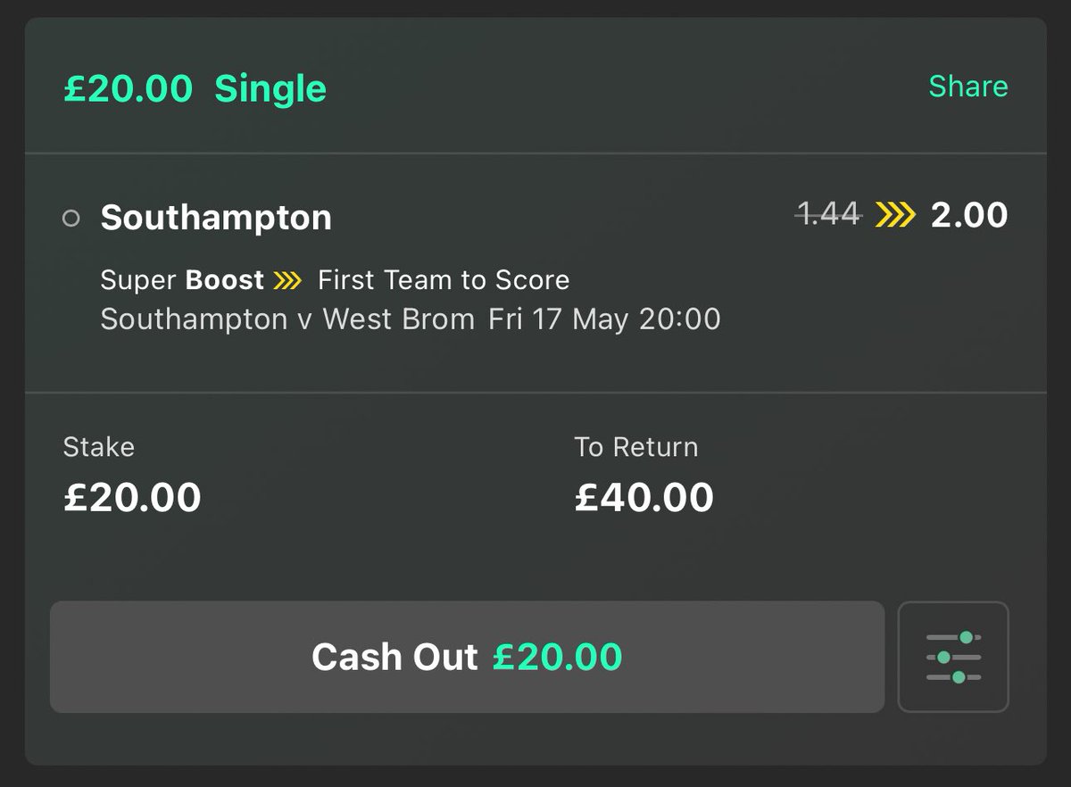 😍 £40 FREE CASH GIVEAWAY!!!

If Southampton score FIRST against West Brom… I’ll giveaway £40 cash!! 💰

❤️ £20 to someone who LIKES this post 
🔁 £20 to someone who RTs this post
✅ Must FOLLOW @LordFootyTips