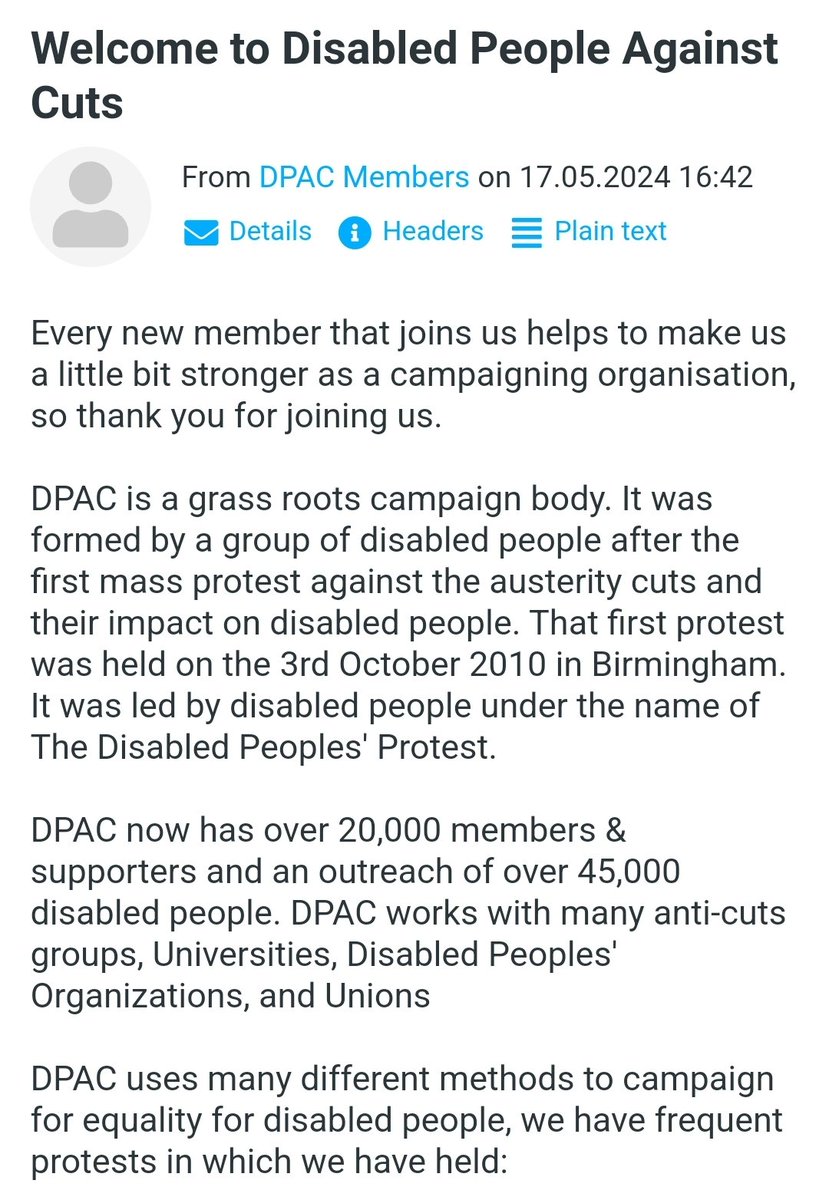 Confirmation today of my membership to @Dis_PPL_Protest. Forging links between them, myself, @MyWayAccess and @DPACni. Time for action is now. #CRDP24 ##DefendOurRights #Disabled #Disabled