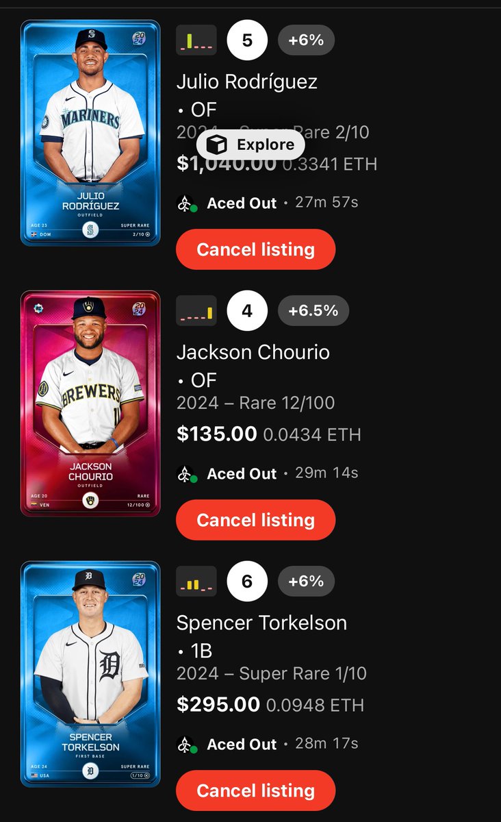 In 20 minutes I’m going to run a Dutch auction for the #SorareMLB cards I have remaining. 

Prices will drop every five minutes until sold. sorare.com/mlb/my-club/ac…