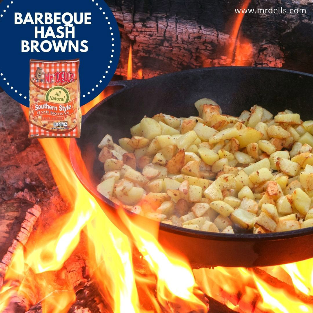 🔥 Craving a BBQ? Try our mouthwatering BBQ #HashBrowns that you can make anywhere—even over a campfire! 🍳✨ Just drizzle Mr. Dell's Southern Style Hash Browns with olive oil, sprinkle with 2 tbsp of McCormick Spice BBQ seasoning. Find us at MrDells.com #MrDells