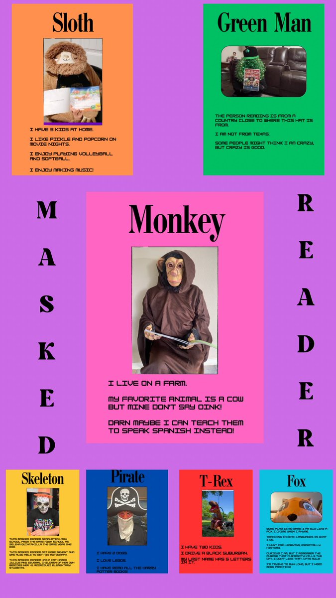 Had our Masked Reader competition this week to end all our library fun this year! The Monkey, our fabulous 5th grade teacher Mrs Torres, was a fan favorite! @MatsRead @SeguinISD @RodriguezESISD #seguinreads