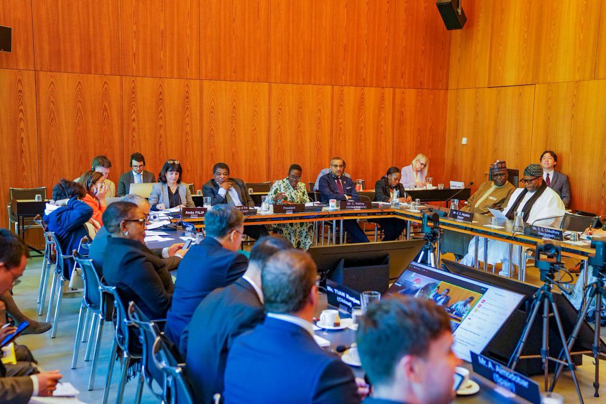 Senate President of Nigeria, Godswill Akpabio, with other participants at the 2nd day sitting of the Preparatory Committee for the Sixth World Conference of Speakers of Parliament taking place at the Inter-Parliamentary Union (IPU), headquarters in Geneva, Switzerland on Friday.
