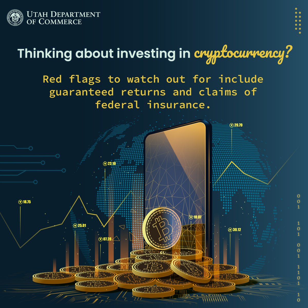 If you are thinking about investing in cryptocurrency, know the red flags to watch for: •Guaranteed oversized returns. •Limited payment options. •False claims of federal insurance. •Unsolicited online offers. Learn additional warning signs: cftc.gov/sites/default/….