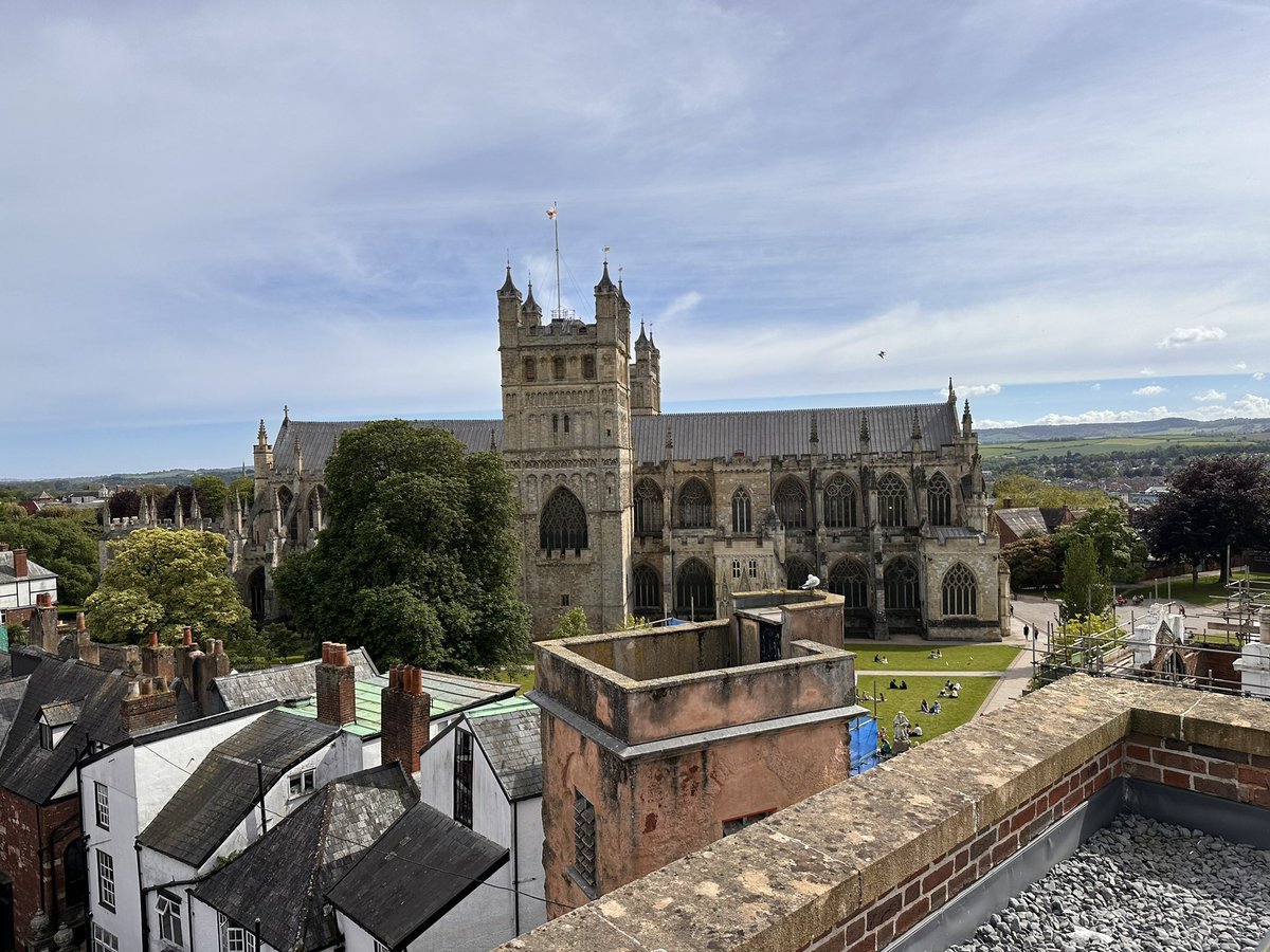 Last meeting of the week done, so time to chill with a beer on the roof terrace bar of  @HotelIndigo Exeter overlooking @ExeterCathedral