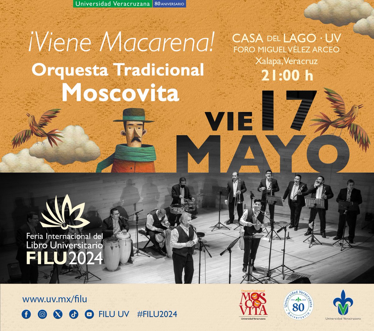 #15AñosCasadelLagoUV🥳 📆Este viernes 17 de mayo las actividades de la #FILU2024 en el Foro 'Miguel Vélez Arceo' de #Casa del Lago UV con personalidades 🏆 y premios. ¡No te las pierdas! 😉