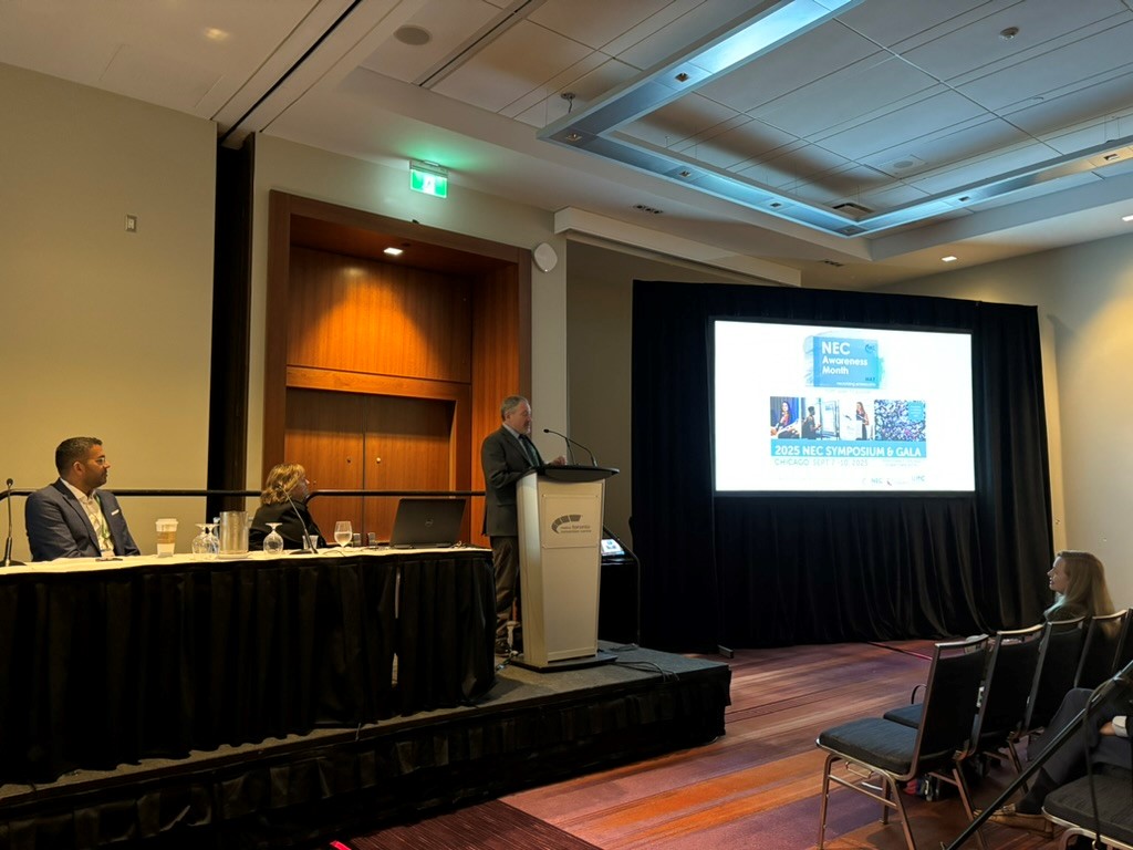We are working to build a 🌎without NEC. Here's our chief of neonatology @mcelroylab presenting at @PASMeeting last month on NEC. #PreventNEC