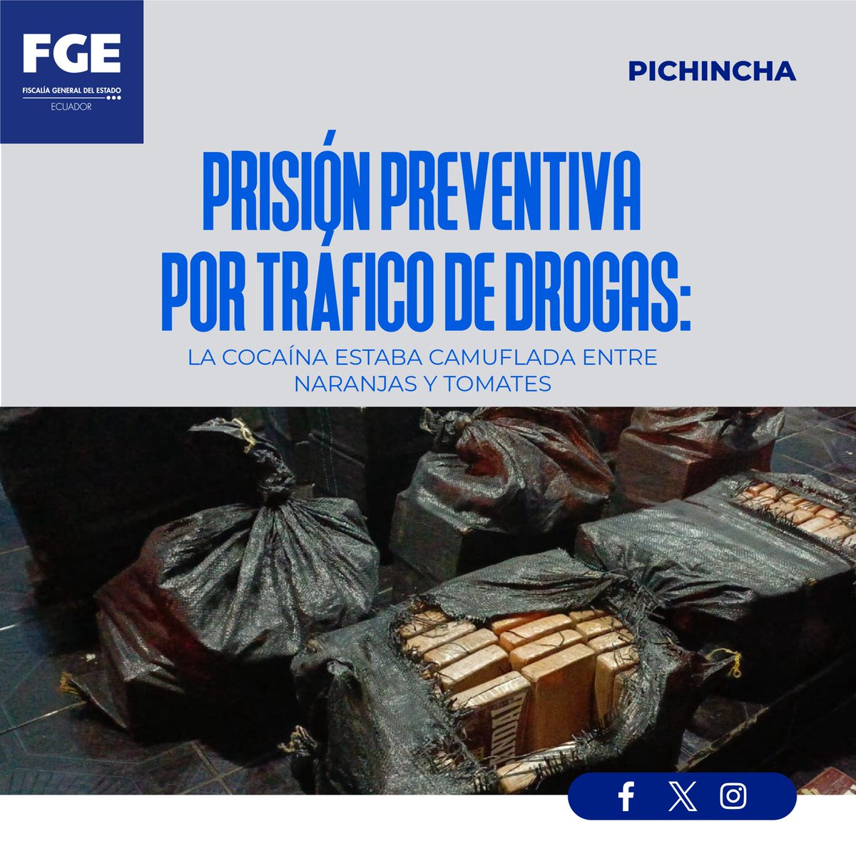 #ATENCIÓN | #Pichincha: #FiscalíaEc procesa a 2 aprehendidos por #tráficodedrogas a gran escala. Transportaban 375 bloques de cocaína en un camión. Detalles ⬇️ 🌐 acortar.link/qoJTEU
