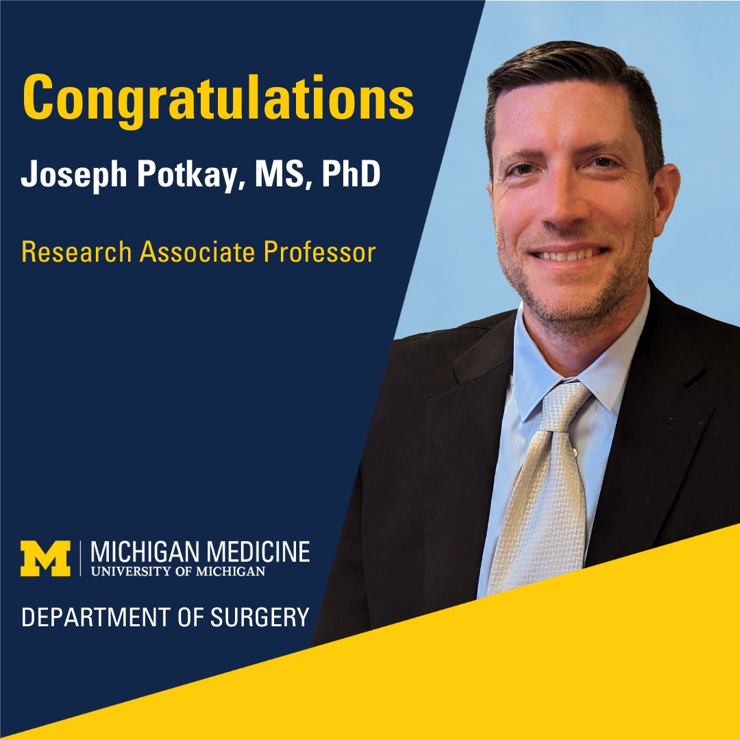 Congratulations to Joseph Potkay, M.S., P.H.D., on your promotion to Research Associate Professor!