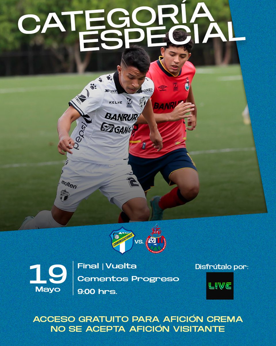 🏆 Categorías Especial ⚽️ Final | Vuelta 📅 Domingo, 19 de mayo ⏰ 9:00 hrs. 🆚 Municipal 🖥️Disfrútalo por : VEO LIVE: veolive.page.link/DG75 #VamosCremas