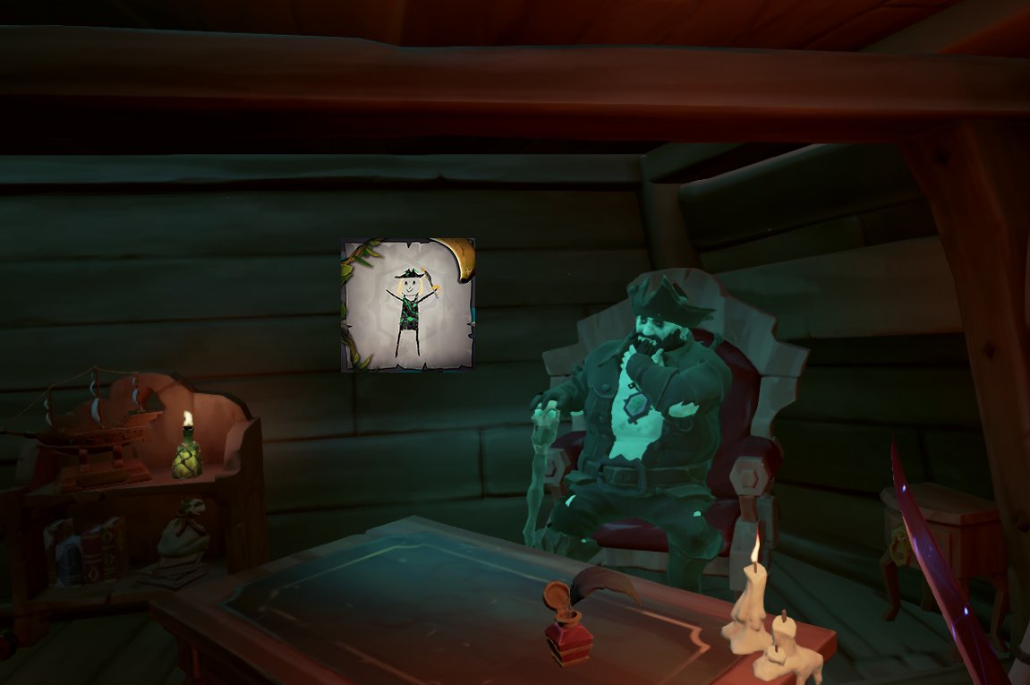 R3V3RS3R's tweet photo. #bemorepirate
#sotshots

Here! I fixed it @MutinousMel !

Ramsey got a new painting for his cabin and everyone is now happy! ���🤔

Perfection! 🐧🏴‍☠️👌 https://t.co/d4hG9p9JBa
