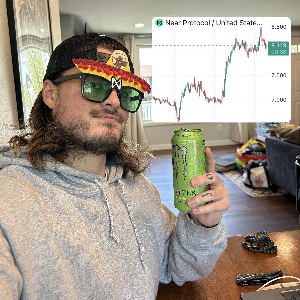 Day 21 of selfie a day until $NEAR hits ATH

I used to be a Celsius Energy guy, but tbh the 12oz wasn’t enough so I upgraded to 0 sugar Monster Energy 🫠 

Was that a good decision ⚡️