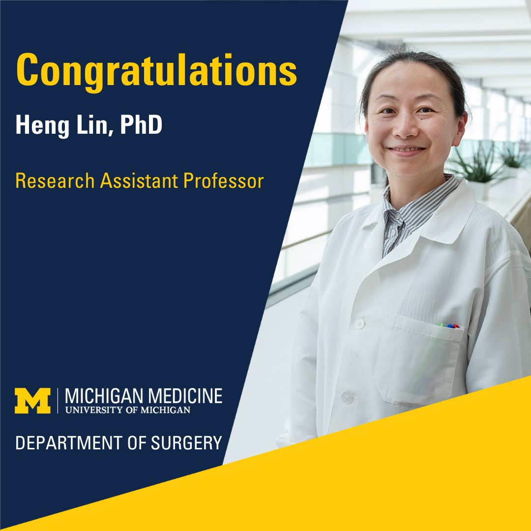 Congratulations to Heng Lin, P.H.D., on your promotion to Research Assistant Professor!