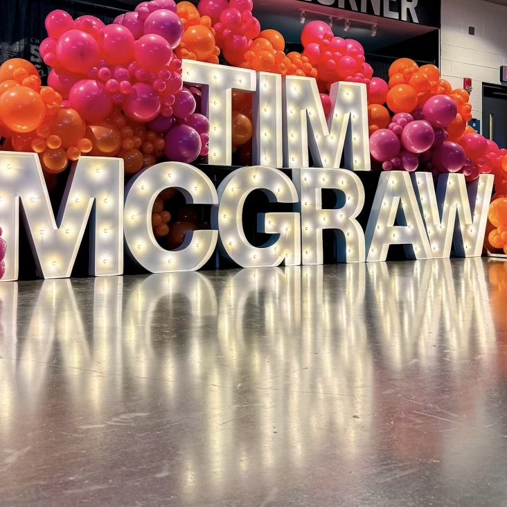 Lights, Camera, Action! TIM MCGRAW 📸 Photo op at Section 112 🎈 Confetti Castle