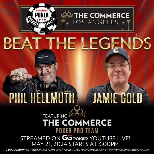 It’s ⁦@RealJamieGold⁩ and Me vs ⁦@CommerceCasino⁩ “Poker Pro Team” LIVE on Tuesday at 3 PM. We will also play 4 qualifying matches vs the Commerce Pro Team, also LIVE, over the next 3-4 days #POSITIVITY