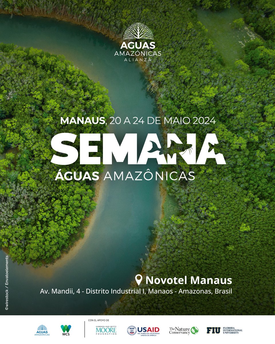 Manaos, Brasil será sede de la #SemanaAguasAmazónicas del 20-22 de mayo. Académic@s, líderes indígenas, pescador@s, comunidades, representantes gubernamentales y de ONG discutirán el conocimiento más actualizado en pro de una Cuenca Amazónica conservada: aguasamazonicas.org/semana-aguas-a…