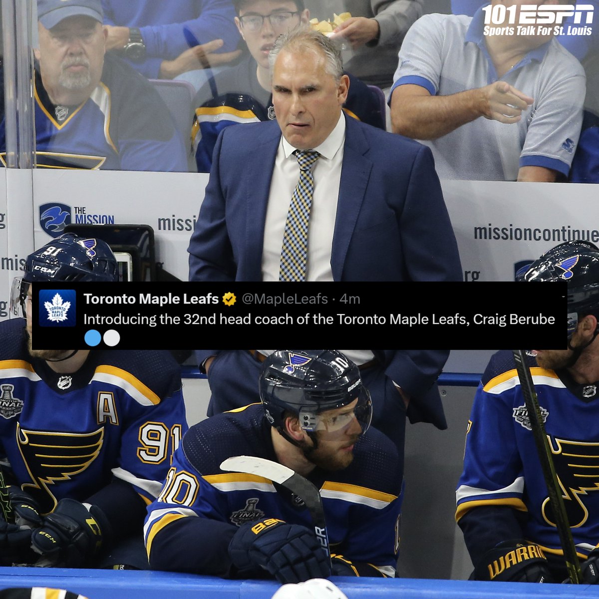 Craig Berube is the new head coach of the Toronto Maple Leafs.