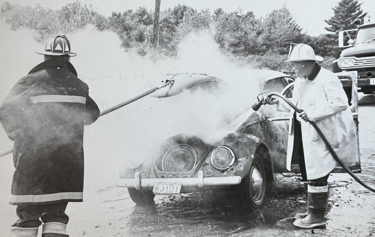 On this #FlashbackFriday we’re rewinding to the year 1971 for a look at firefighters working the scene of this car fire near the transfer station. 

(Photo provided by <a href="/exeterhistory/">Exeter Historical Society NH</a>)