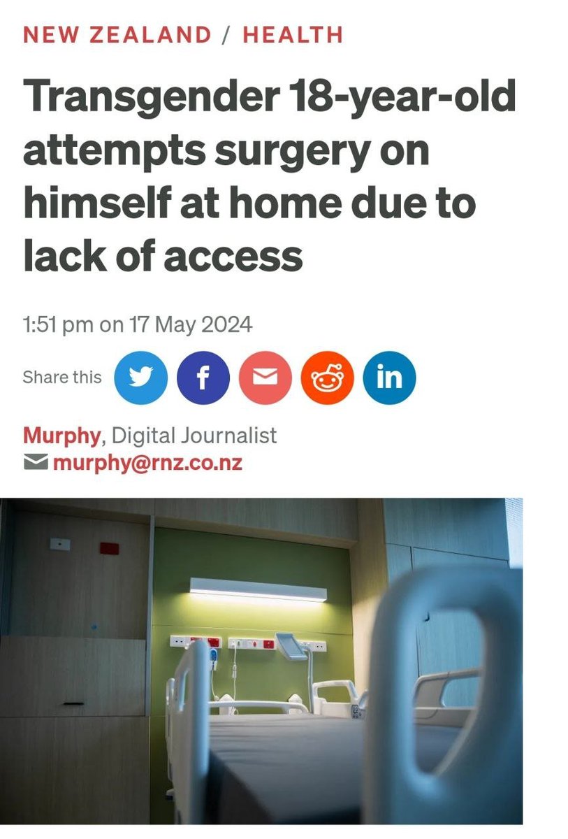 In New Zealand, an 18-year-old girl who thinks she's a boy attempted to cut off her own bre*sts at home because of the 'lack of access' to 'gender-affirming care.' People don't cut off healthy body parts due to 'lack of access.' This is a mental illness. The m*tiIat*on cult is