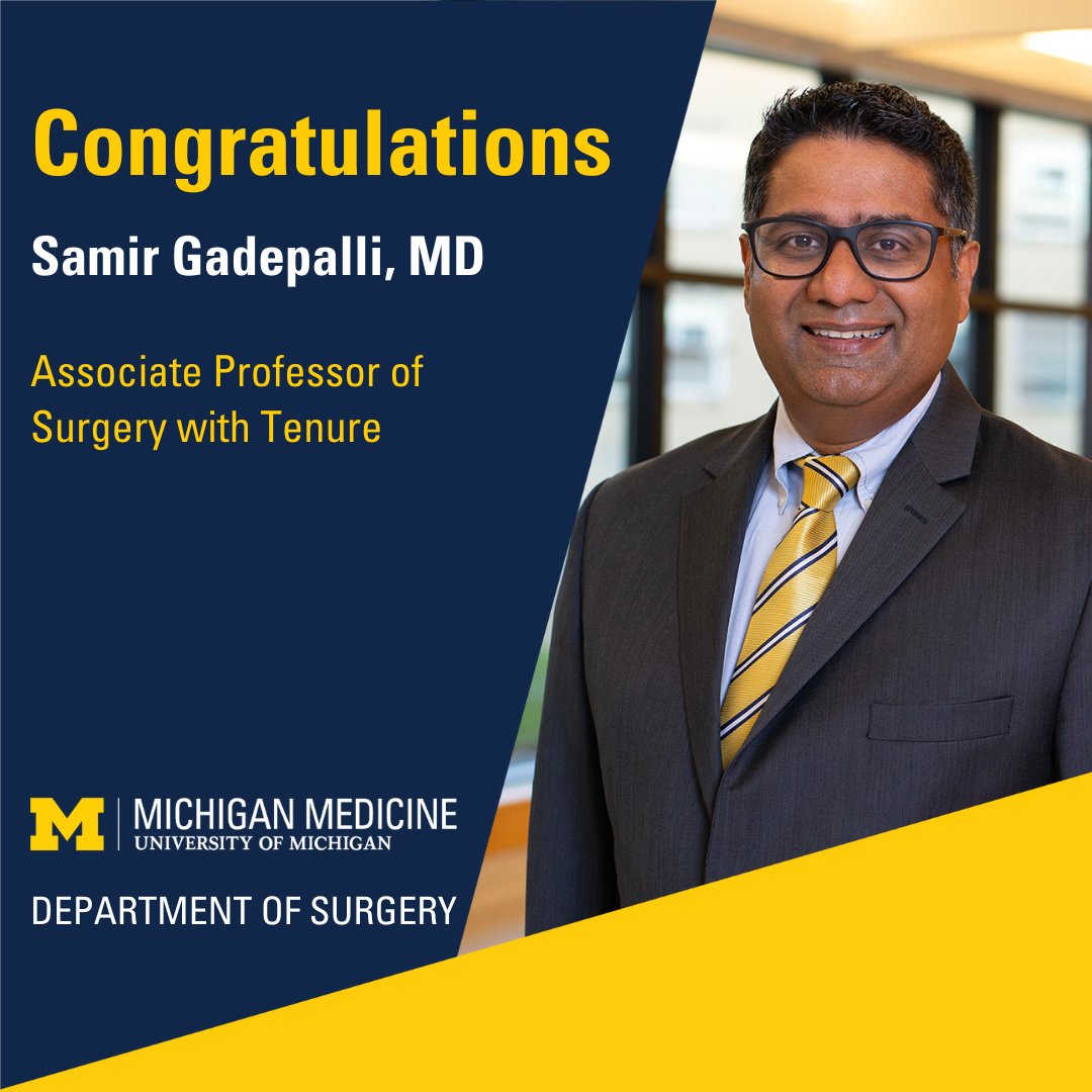 Congratulations to Samir Gadepalli, M.D., on your promotion to Associate Professor of Surgery with Tenure!