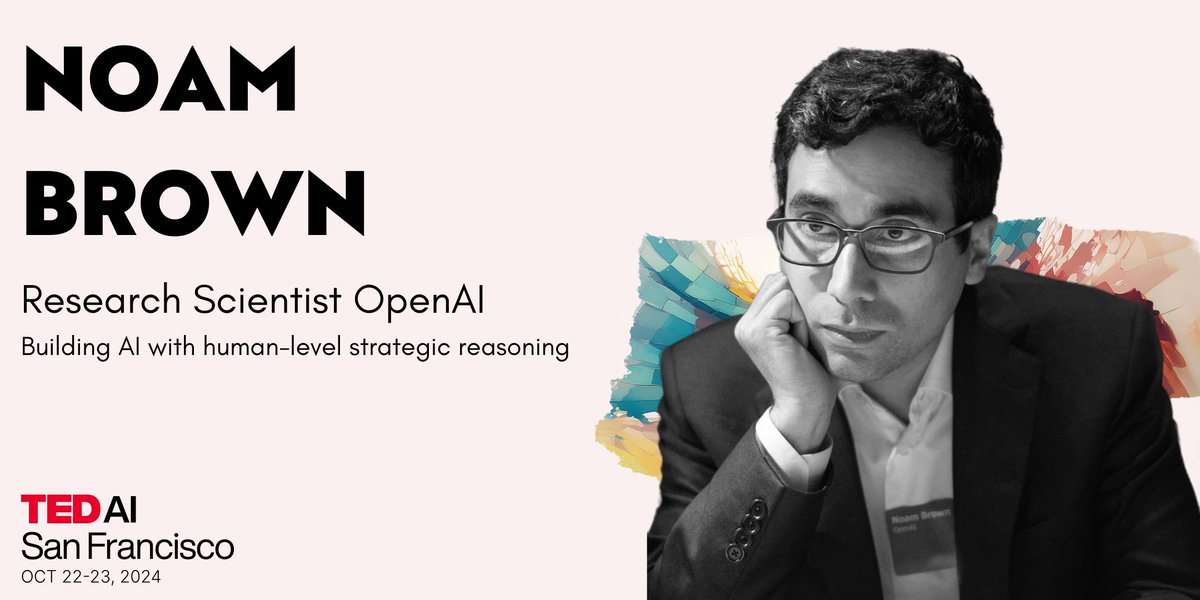 Interested in the next generation of some of the most sophisticated multi steps reasoning agents? Then join us at #TEDAI2024 to learn from one of the best in the field, @polynoamial from @OpenAI . 
Prepare to be blown away! Book your spot here tedai-sanfrancisco.ted.com

#AIAgents