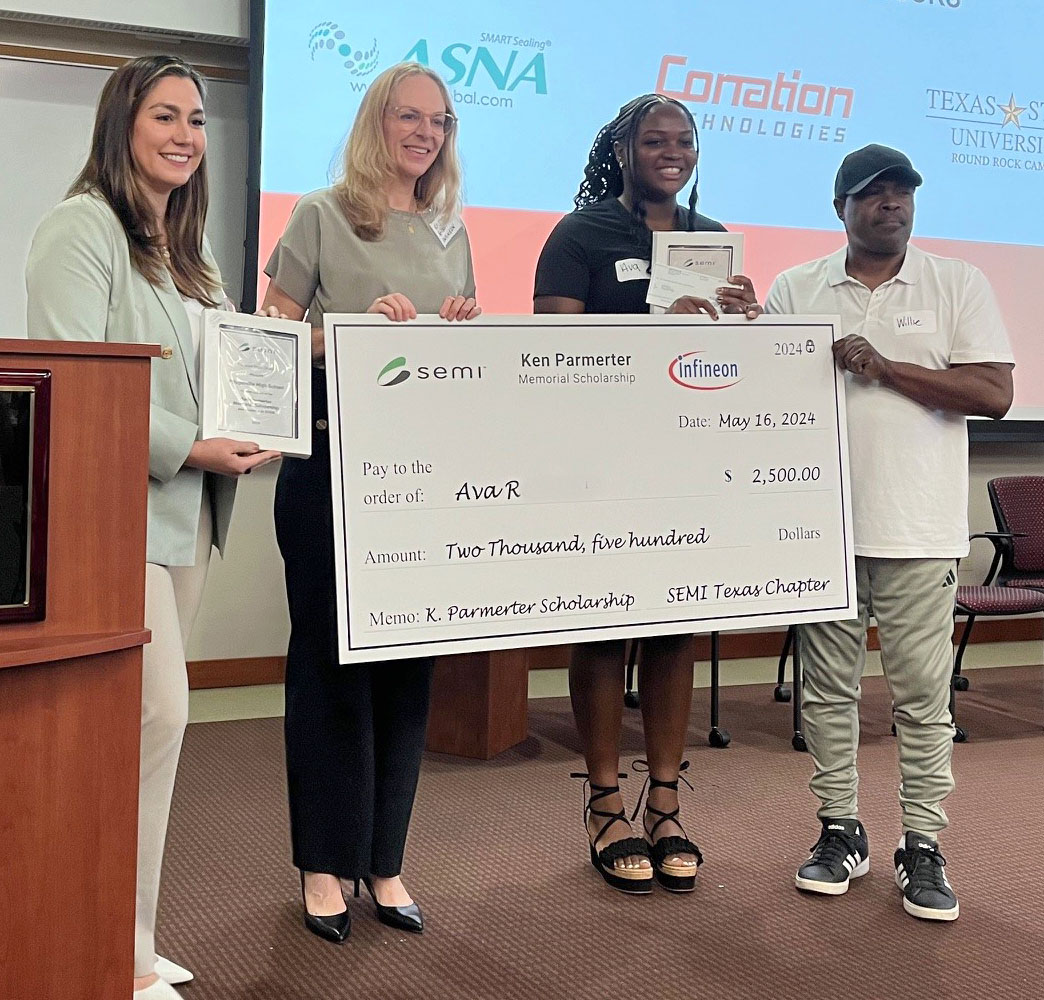 Thrilled to partner with @SEMIconex on a $10,000 donation for the Ken Parmerter Memorial Scholarship! 

Empowering TX high schoolers to pursue #techcareers!

Learn more about our impact👉 scom.ly/v6BqmRK
#FutureLeaders #TechEducation #STEM