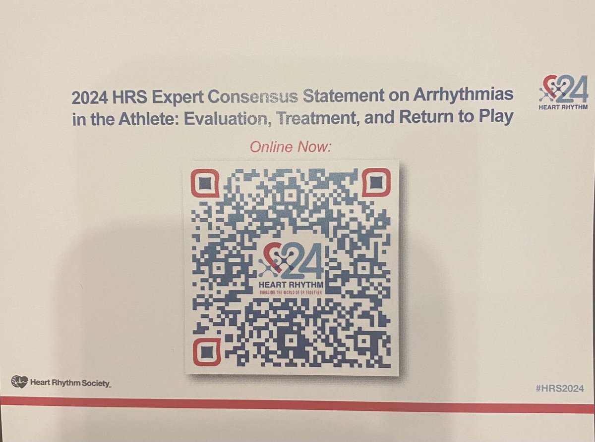 Incredibly exciting day for ⁦@HRSonline⁩ & #doctors & for #athletes w/ #heart #diseases w/ this #HRS2024 statement! Grateful to be part of this amazing team. Default towards “You Are Disqualified, Next Question” is now officially DEAD!