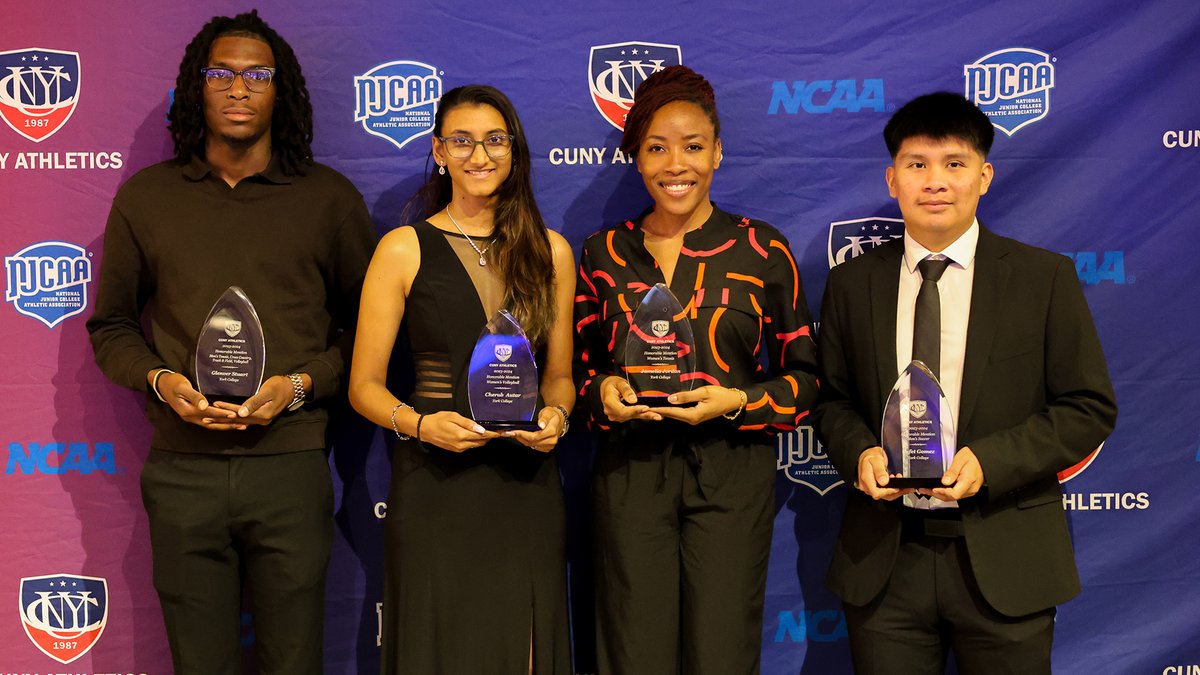@YorkCollegeCUNY's Cherub Autar, Jafet Gomez, Jamelia Jordan and Glenver Stuart were recognized as @CUNYAC Scholar-Athlete of the Year Honorable Mention selections👏
📰bit.ly/4bM9Qhr
📸bit.ly/44Ky5tO
#YCCardinals #RiseAbove #TheCardinalWay  #NCAAD3