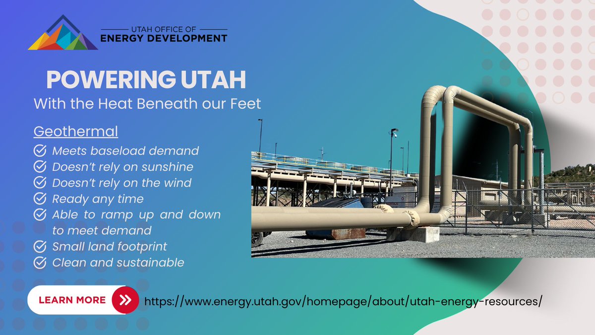 We met with some of Utah's top geothermal players so we can support this unsung energy resource ⚡️ hero. Geothermal has loads of benefits. Let's harness the 🔥 beneath our 👣! @utahforge  & Fervo Energy and @OrmatTechnologies #geothermalenergy #energy #Utah