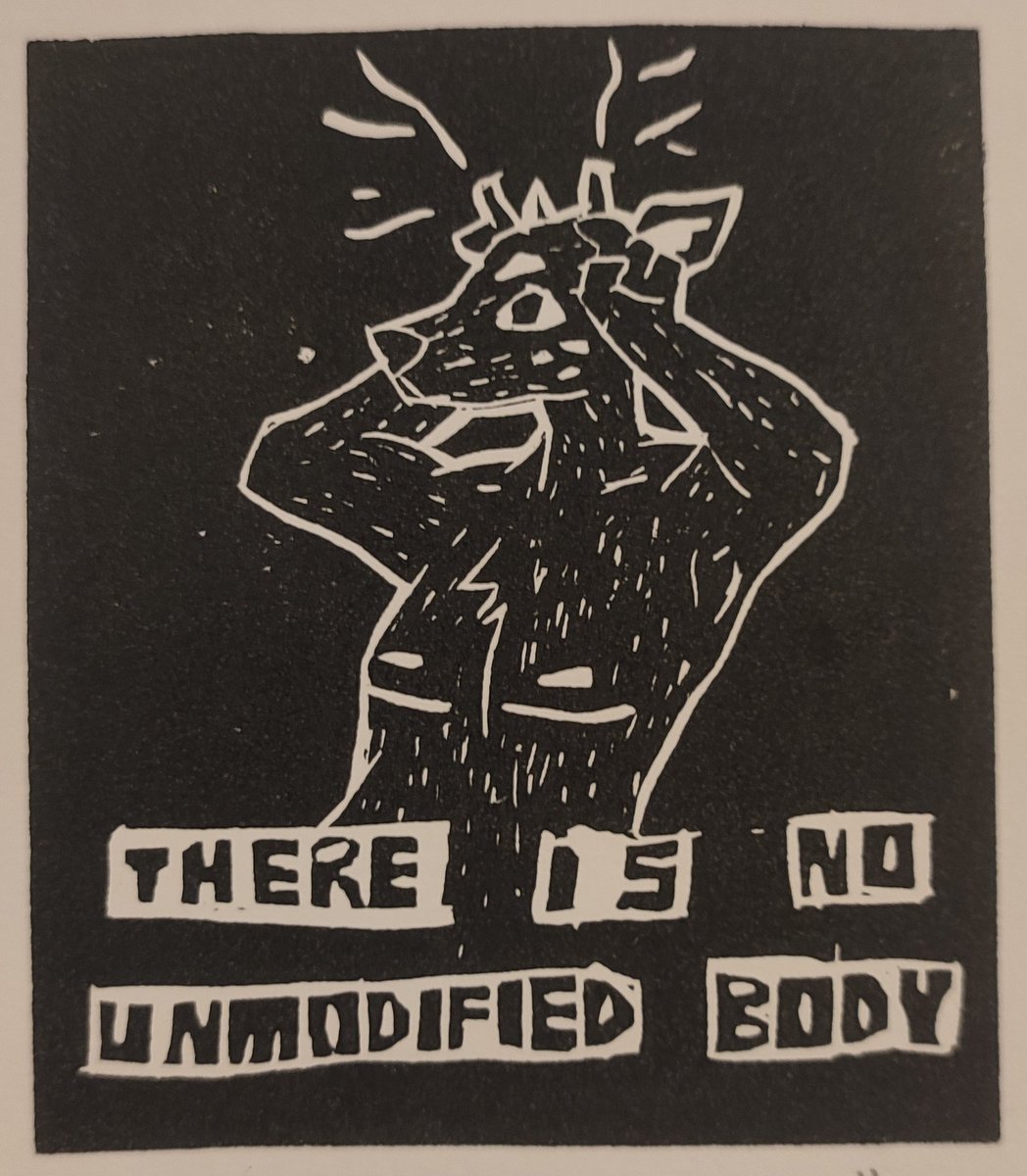 hardest quote from my thesis as a lino print