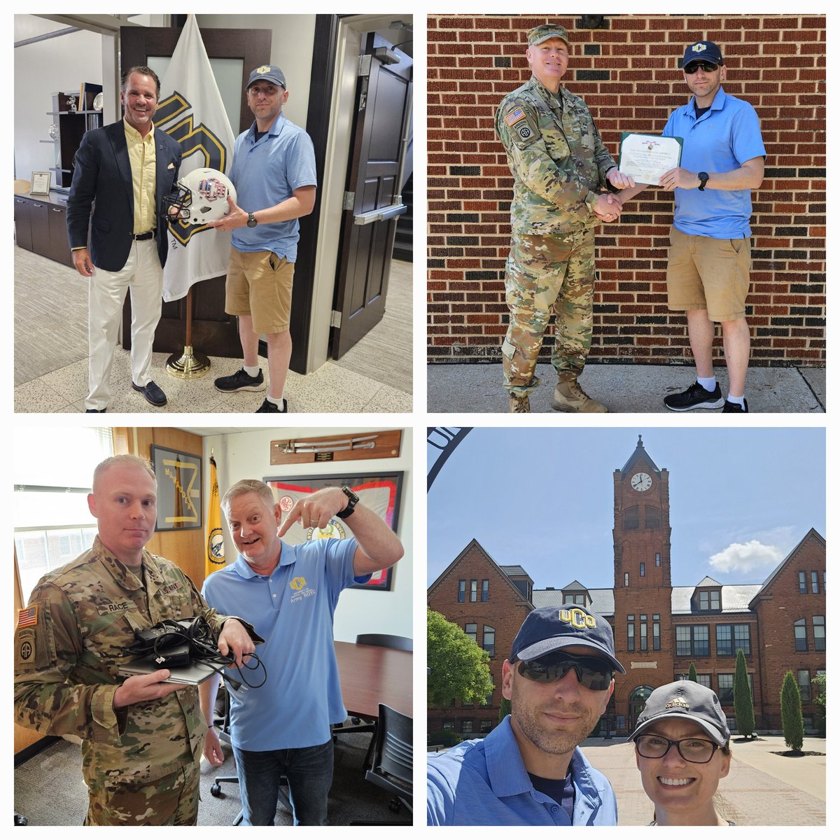 Farewell @UCOBronchos 

Keys, computer, all turned in, with photos to prove it.

Thank you President @ToddGLamb for sending me off today with a @ucobronchofb helmet to take to the Pentagon. I am excited to see where UCO @ArmyROTC goes from here. Roll Chos!