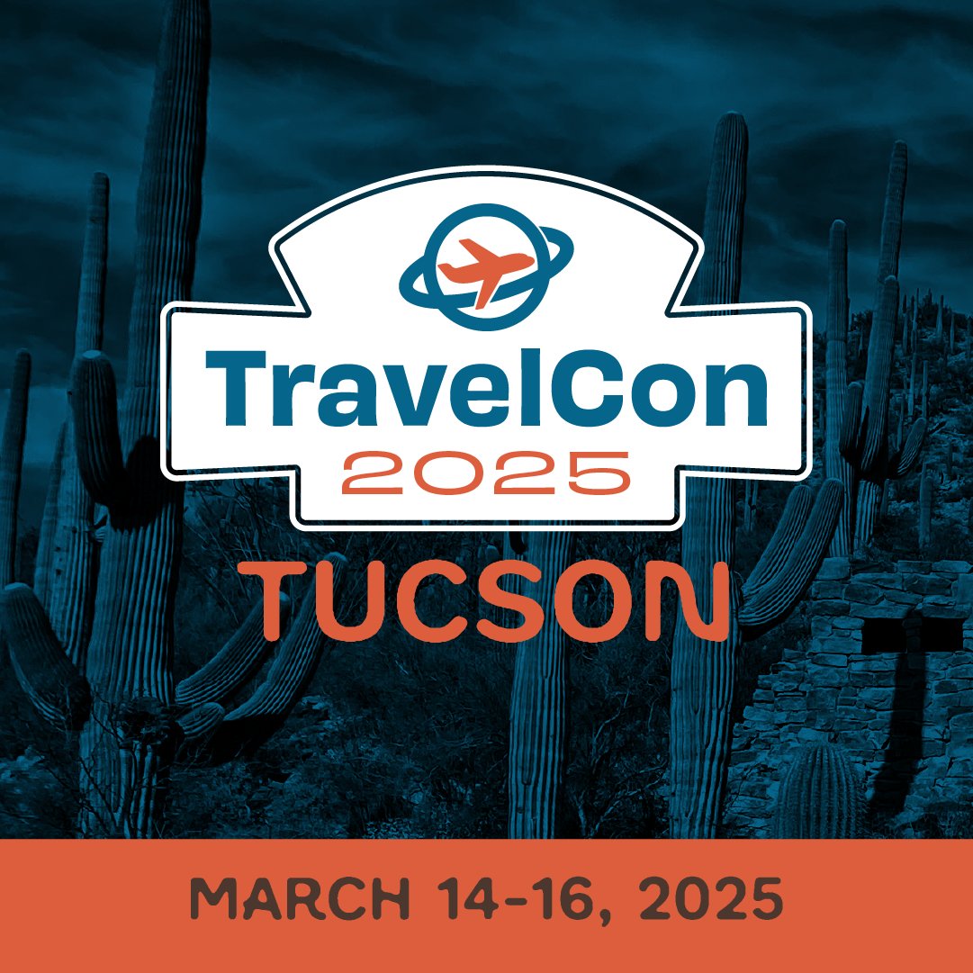 TravelCon is headed to Tucson, AZ, in 2025! 

And we'd love for you to meet us there!
☀️ Tucson Convention Center
🗓 March 14-16

Get your 2025 pass now with a pass launch discount available only for the next week! 🎉 

Save $320 with the code: SUMMER25

travelcon.org