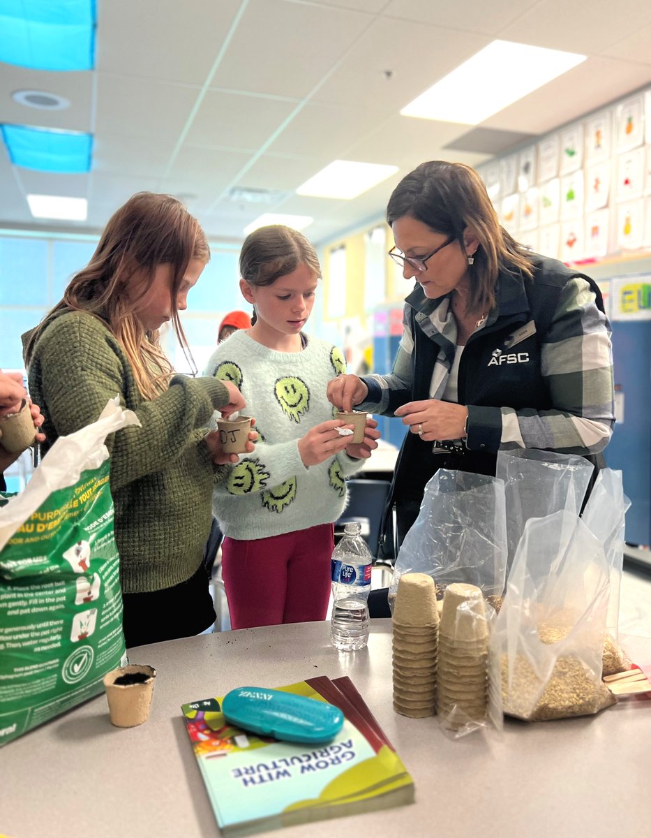 Our very own Dawn, relationship manager insurance at AFSC, volunteered with the Classroom Agriculture Program, planting seeds and sharing her agriculture expertise with a class of Grade 4 students in Sylvan Lake. Here's to fostering a love of farming in the next generation! #ABag