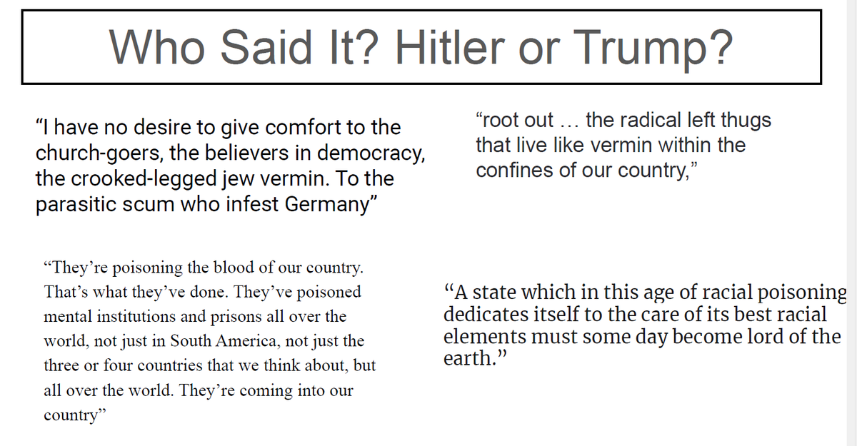 Who's done paying radical extremists to indoctrinate our kids with deranged viewpoints? I am. This is an assignment at Twality Middle School @TigardTualSD. At the end, the teacher asks the children to determine which quotes belong to Hitler or Trump. It’s no wonder that 60% of