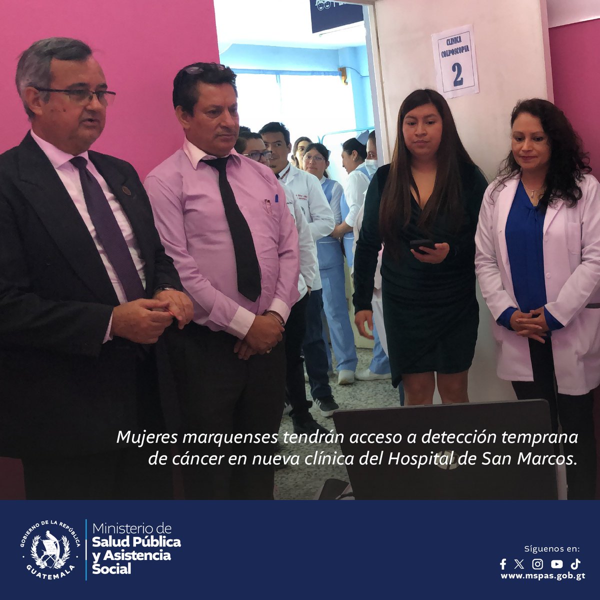 ¡Nueva clínica de colposcopia en el Hospital de San Marcos! Detección temprana y tratamiento oportuno del cáncer de cuello uterino para mujeres marquenses. ¡Salud accesible y de calidad! 💪🩺 📲prensa.gob.gt/comunicado/muj… #GuatemalaSaleAdelante