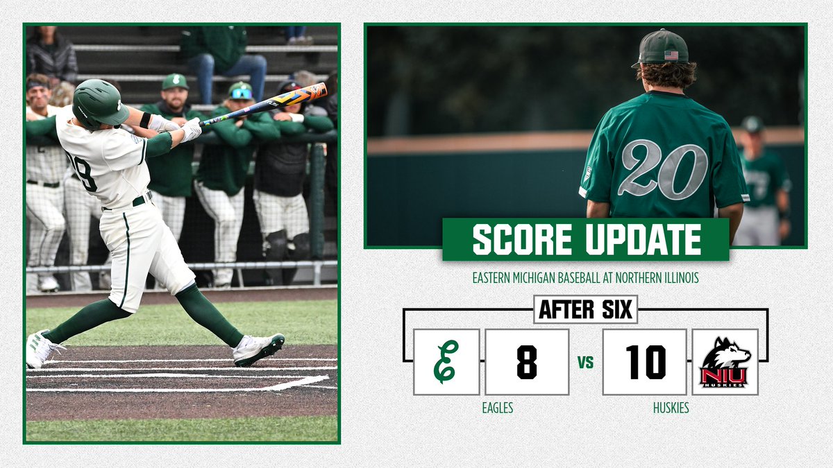 𝗘𝟲 | 𝗘𝗠𝗨 𝟴, 𝗡𝗜𝗨 𝟭𝟬 After six. 📊tinyurl.com/mrhhj9ry #EMUEagles | #HTR