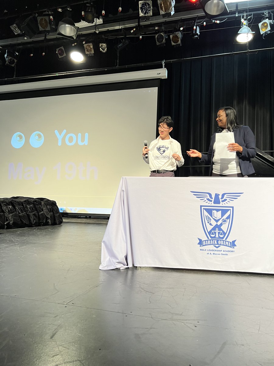 Seniors at the Barack Obama Male Leadership Academy at A. Maceo Smith celebrated their college of choice today! The 39-member senior class earned more than $12 million in scholarships and has a 100% college acceptance rate. 🥳 #DallasISDGrad24