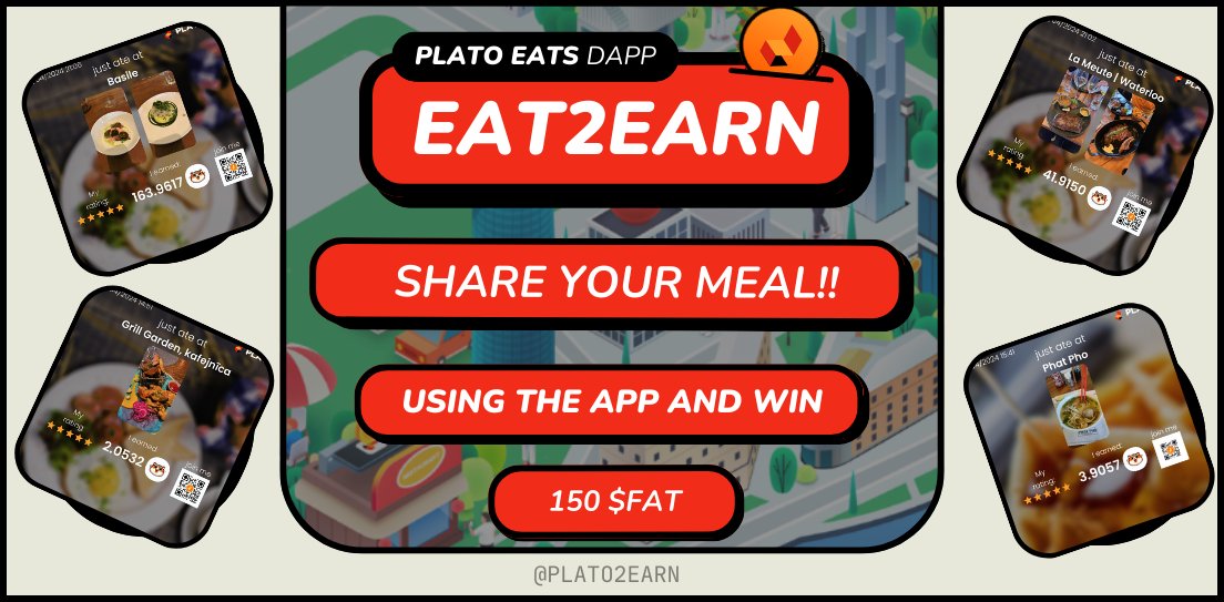 Weekend Challenge Alert! #Foodies📸 1️⃣ RT & like this post 2️⃣ Snap a pic of your delicious meal 🍲 using the Plato app 3️⃣ Share it in the comments, tag @Plato2Earn + 2 friends 🏆 Best photo wins 150 $FAT! Get snapping and let's see those tasty dishes! #PlatoEats #weekendplans