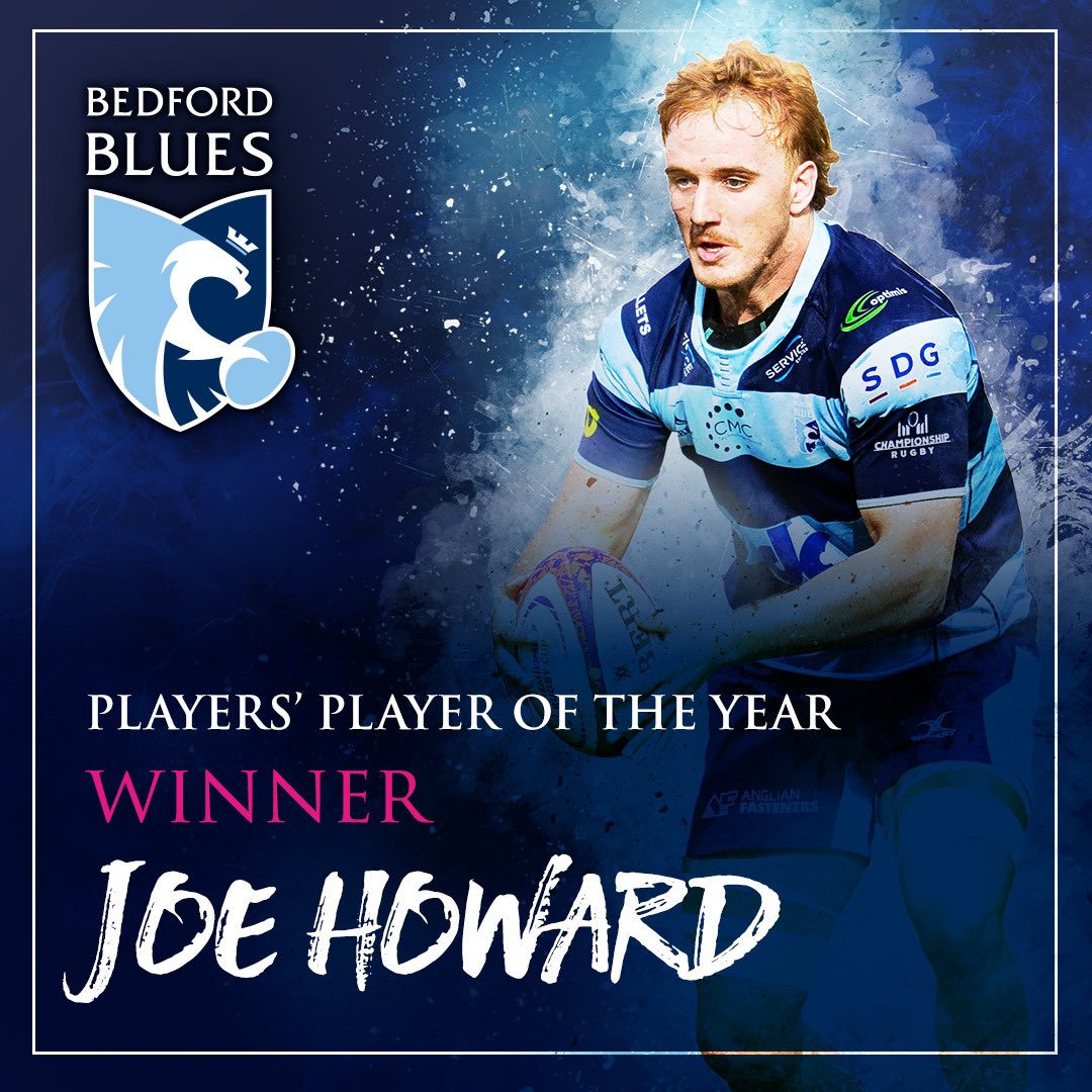 <a href="/MikeyRayer/">MikeyRayer</a> <a href="/Louis_Grimoldby/">Louis Grimoldby</a> 🔵 Your <a href="/BedfordBluesRFC/">Bedford Blues</a> Players’ Player of the Year winner is…. <a href="/JoeHowie13/">Joe Howard</a> 🏆

It’ll take a while to find another debut campaign on this man’s level - top, top work Joe 👊

➡️ bit.ly/3V8vTcI

#BluesFamily #BedfordisBlue