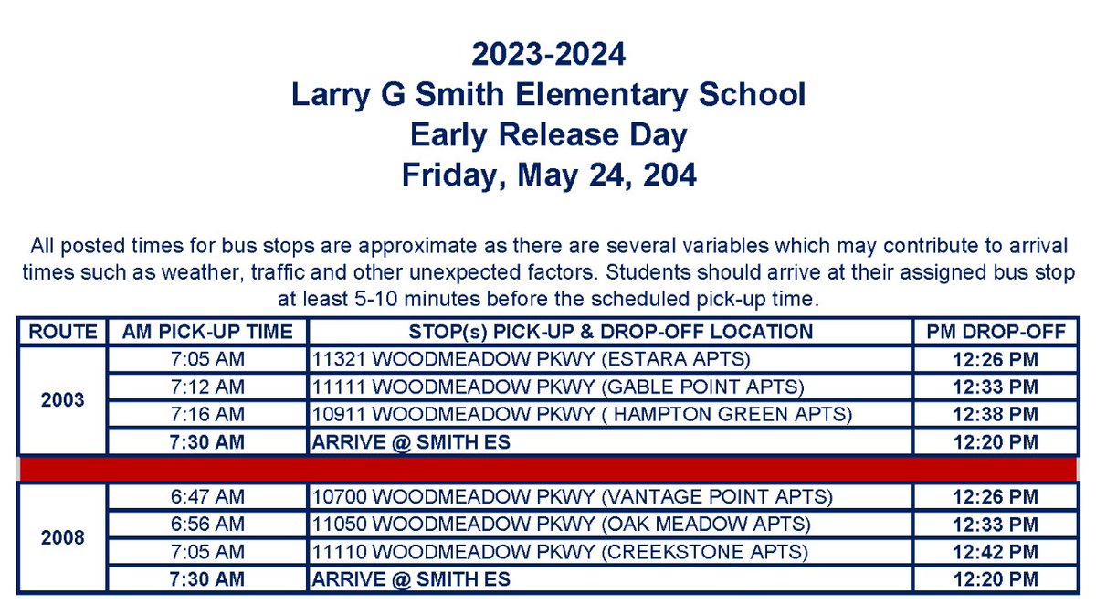 Happy Friday, LGS Families! As we get ready for our last week of school, please remember that Friday, May 24th is an early release day! Students must be picked up by 12:15pm. Buses will run at 12:15. Have a great weekend!